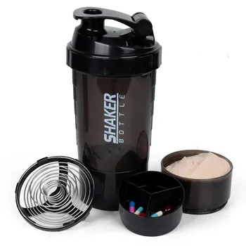 3 strati Shaker Protein Bottle Powder Shake Cup bottiglia d'acqua tazza di miscelazione in plastica bottiglia per esercizi di Body Building 1