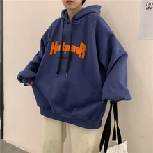 

Autumn Couple Sweatshirt Pullover Basic Women All-match Daily Korean College Teens Hoodies High Street Letter Print Ins Harajuku