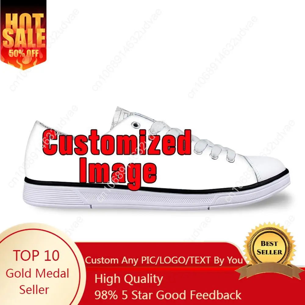 Customized Images Logo Women Fashion Canvas Shoes Ladies Low Top Lace-up Vulcanized Shoes Flats Female Dropshipping