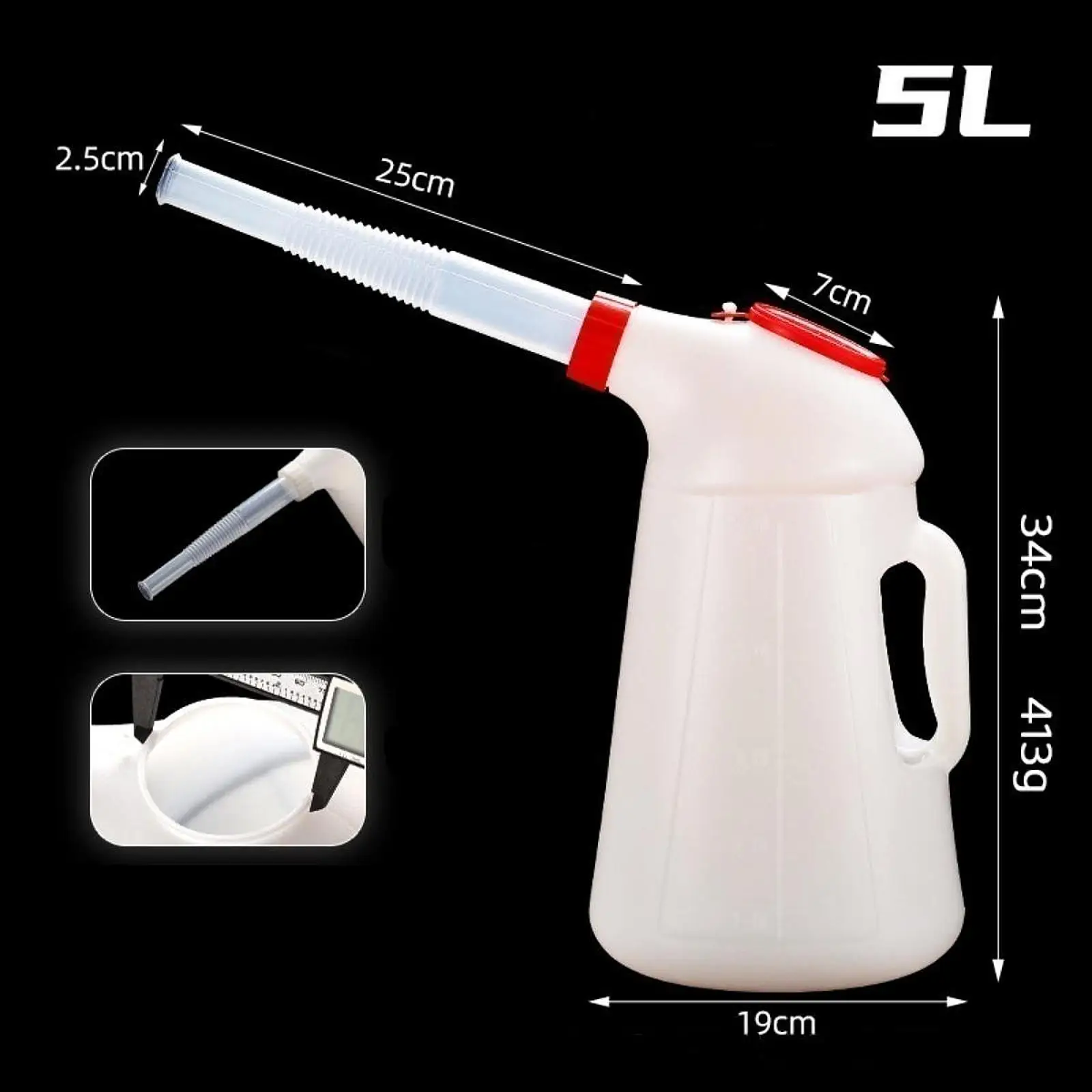 Oil Measuring Container Jug Oil Pots Jug for Automotive Motorcycle Car Fluids Dispenser with Lid Dustproof Cap spout