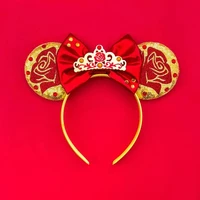 Beauty and Beast Baby Headbands Girls Belle Hair Accessories Enchanted Rose Ear Hairband Kid Crown Bow Headwear Baby Photography 2
