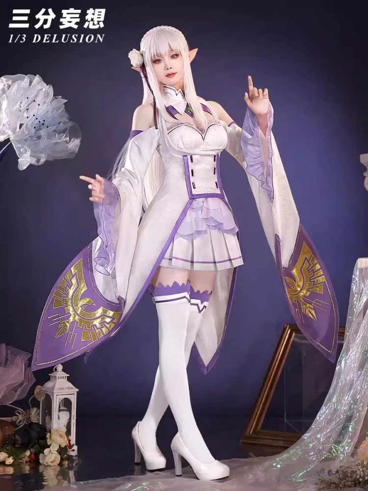 

RE: ZERO - Starting Life in Another World Emilia Cosplay Costume Women Elegant Dress Role Play Clothing Comic-con Suit