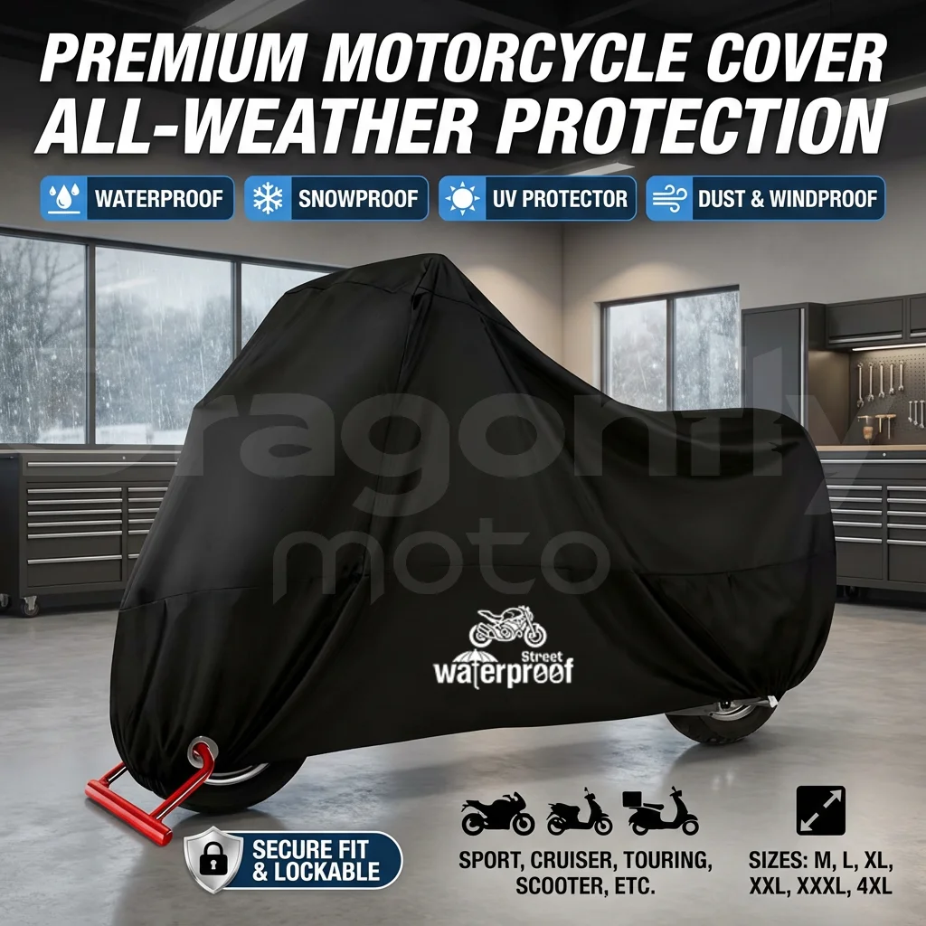 Premium Motorcycle Outdoor Cover - UV Protectant, Waterproof, Dustproof