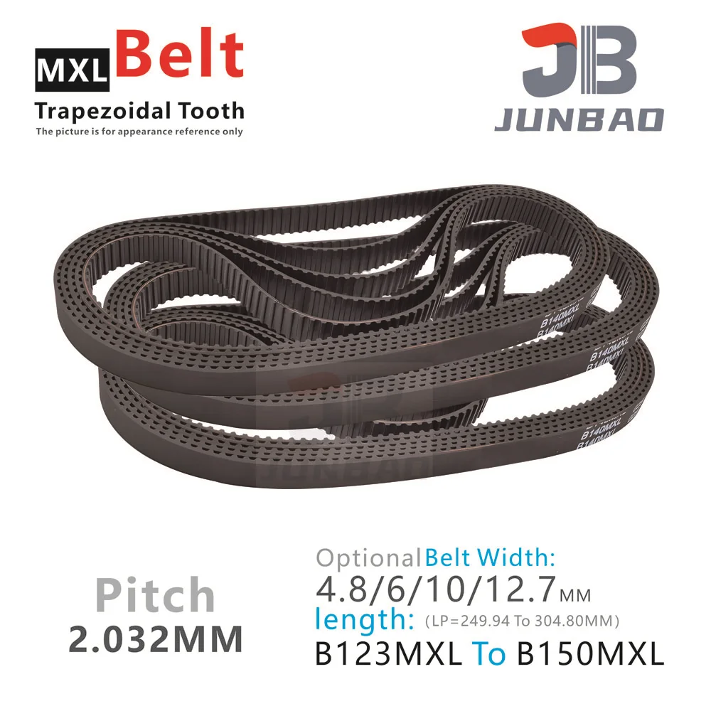 

Trapezoidal Tooth MXL Timing Belt B123 To B150 Length LP=249.94 To 304.80MM Width 4.8 6 10 12.7MM High Torque Toothed Belt