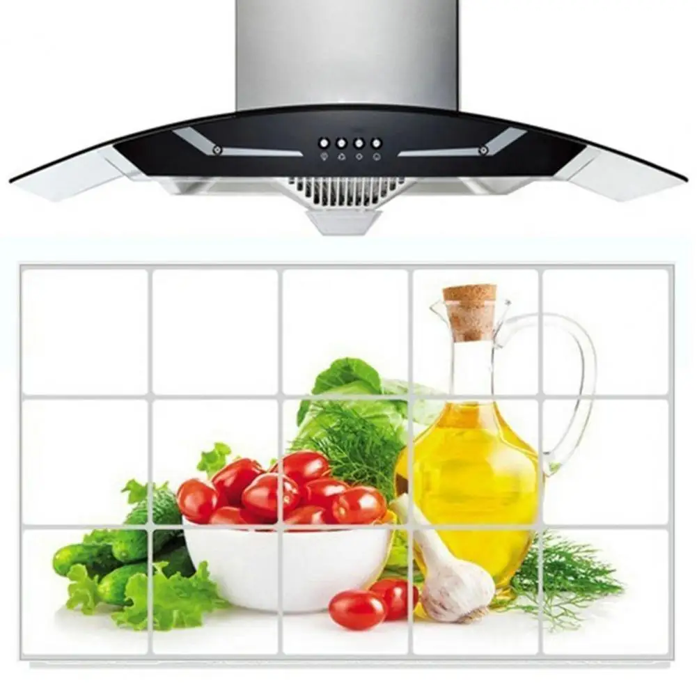 Fruits Patterns Wall Sticker Waterproof Anti-oil PVC Oilproof Sticker for Kitchen Self adhesive Tile