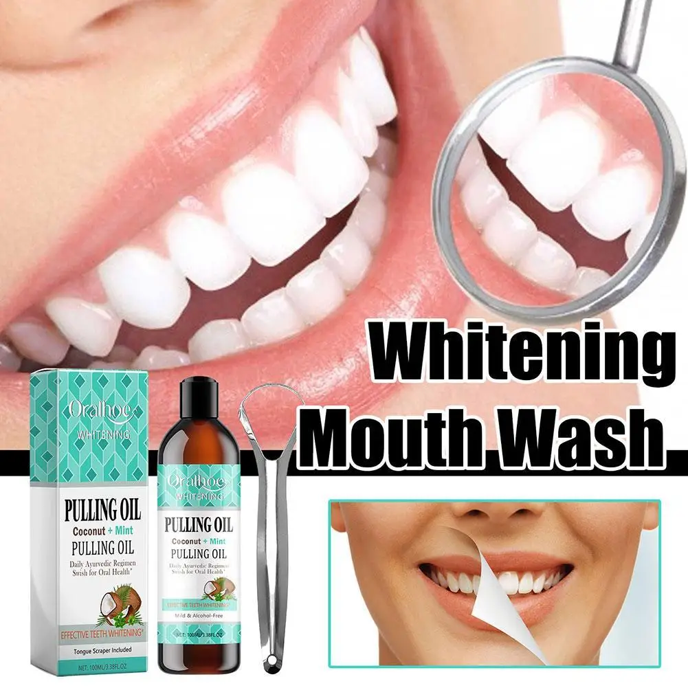 

100ml Active Coconut Oil Mouthwash With Essential Oils Mouthwash Alcohol-free Mouth Teeth Scraper Toothbrush Tongue Oral Care