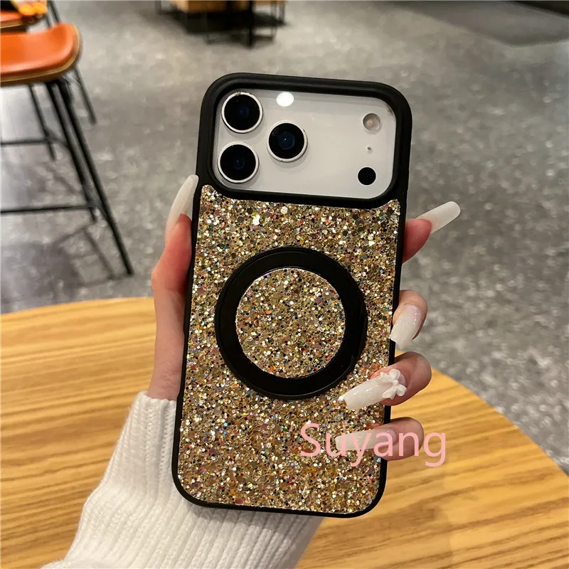 Bling Glitter Phone Case With Magnetic Holder And Kickstand_voghion.com