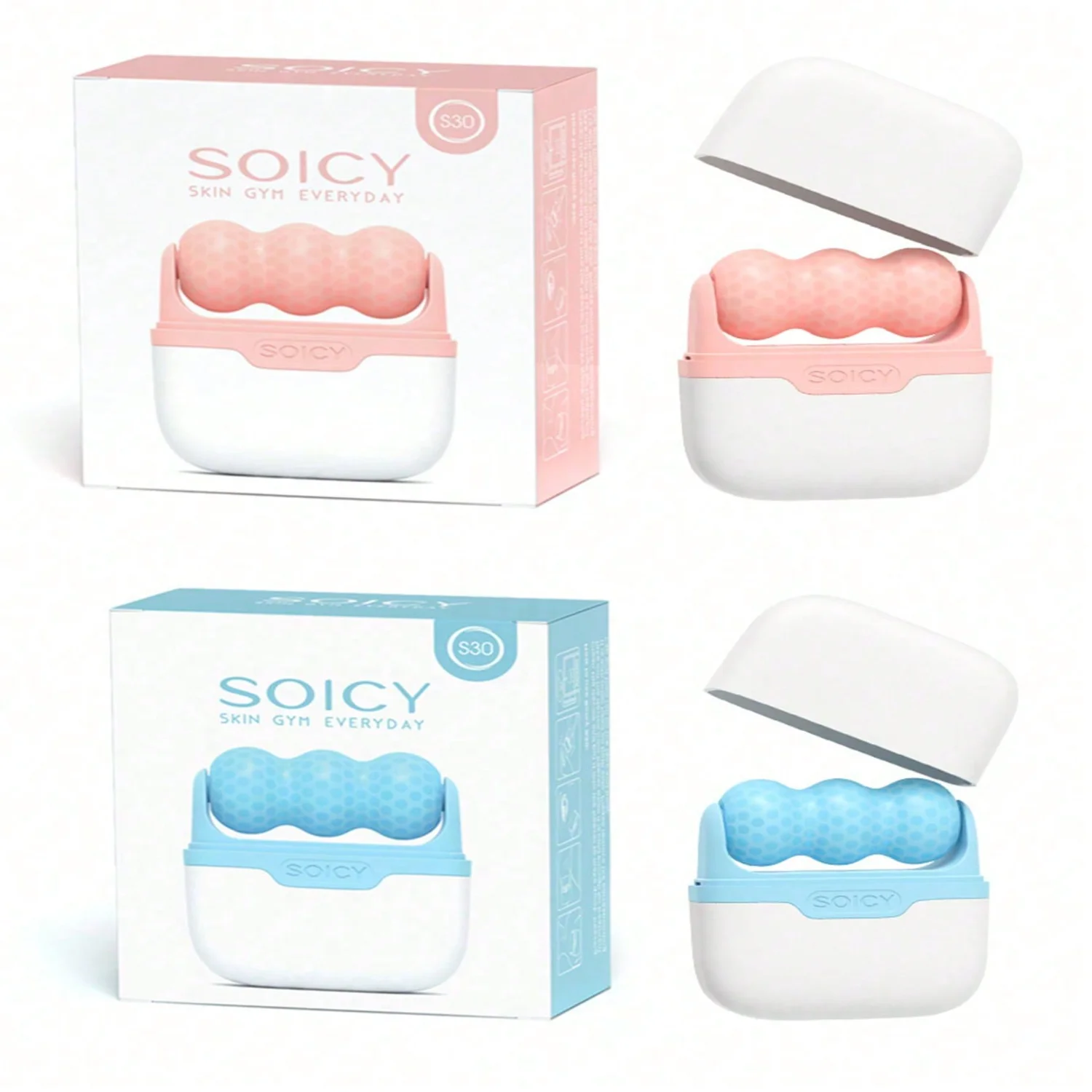 S30 Double Roller Facial Ice Compress Handheld  Skin Rejuvenation Beauty Device Mini Double Head Microneedle Ice Roller,Please P 6