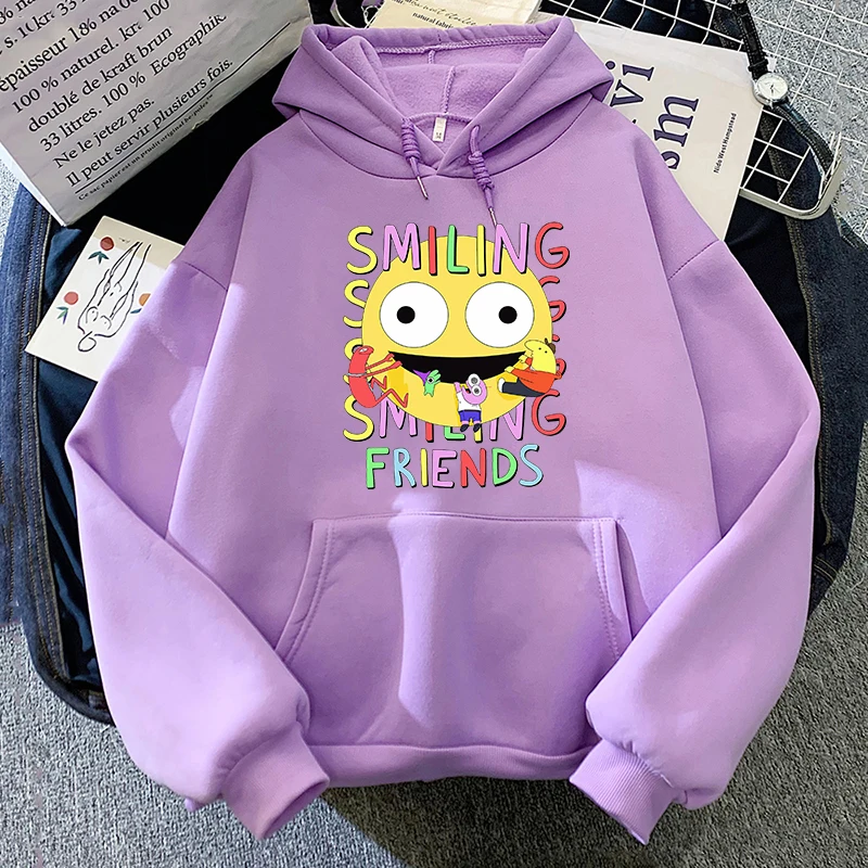 Smiling Friends Hoodies Unisex Sweatshirts Printing Clothing Winter Fleece Hoodie Pocket O-neck Pullovers Sudaderas Streetwear