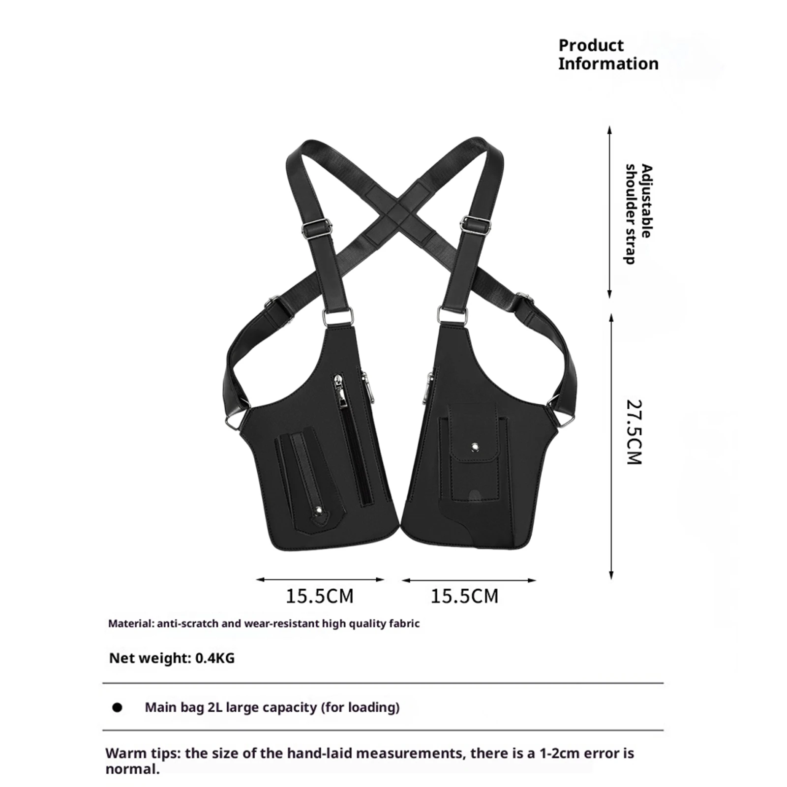 Men PU Leather Nylon Multi-Purpose Crossbody Bag Adjustable Strap Back Crossbody Bags for Hiking Hunting Fishing Running Cycling