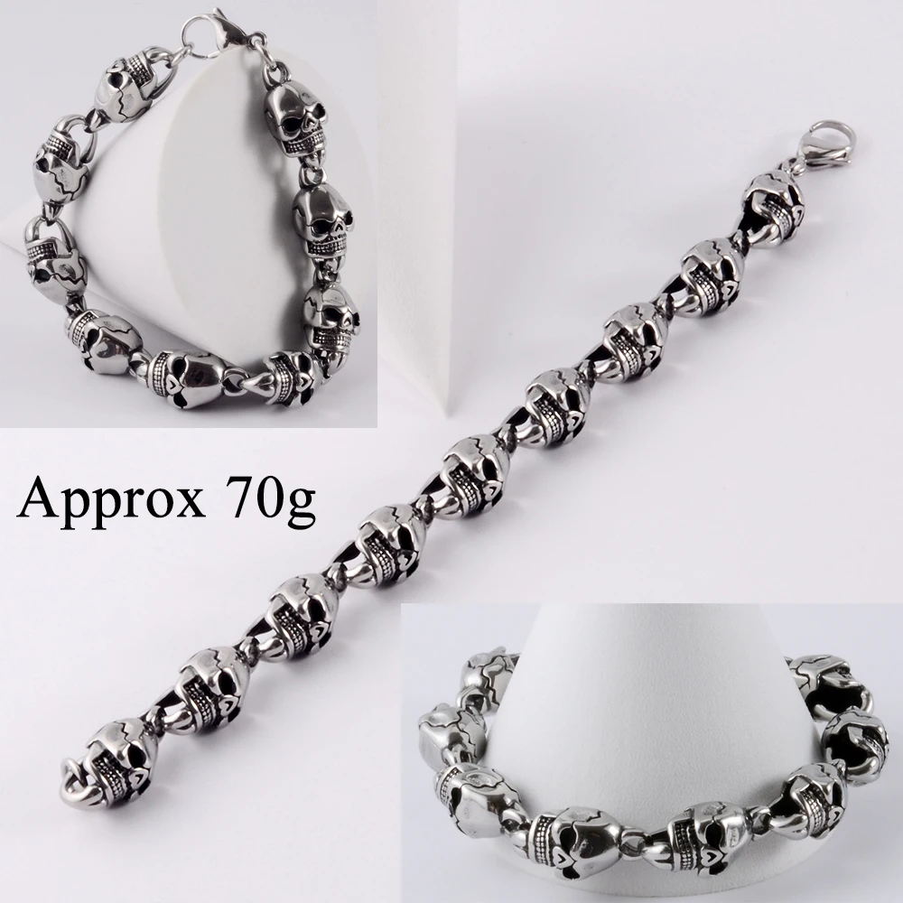 PICTURE,ヘヴィ・メタル,新品未開封,オランダ,正統メタル 1PC Surgical Steel Vintage Punk Man Bracelet Chain Skeleton
