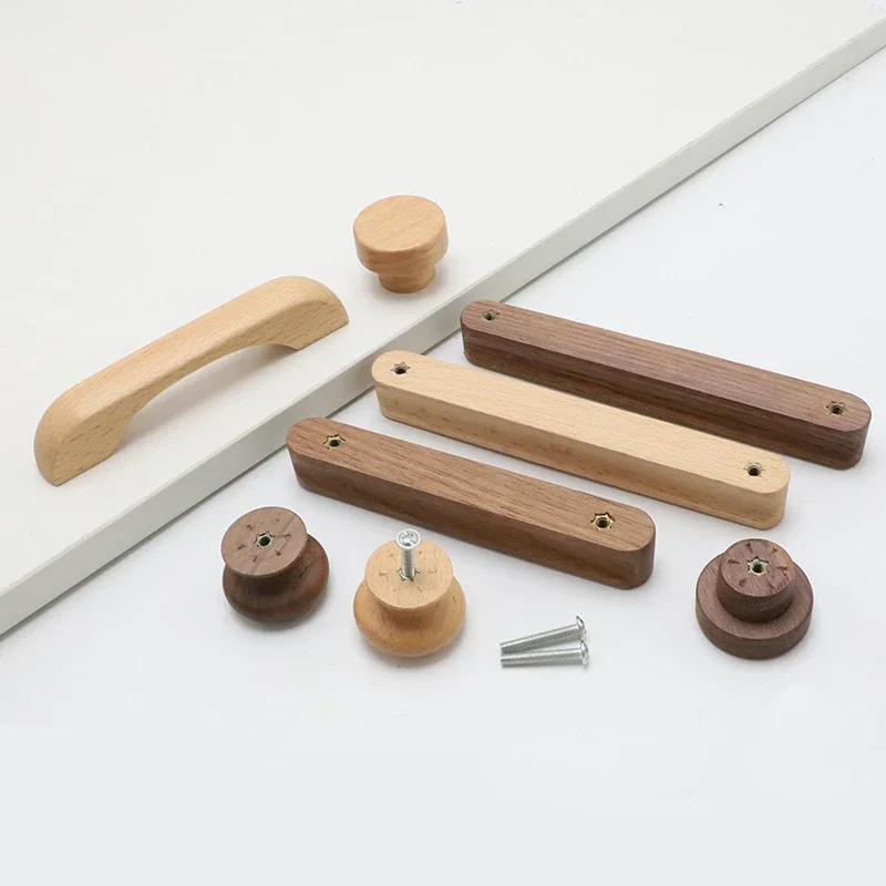 Furniture Handles Cabinet Door Wooden Handle Cabinet Wardrobe Door Handle Bow Shaped Beech Walnut Drawer Wooden