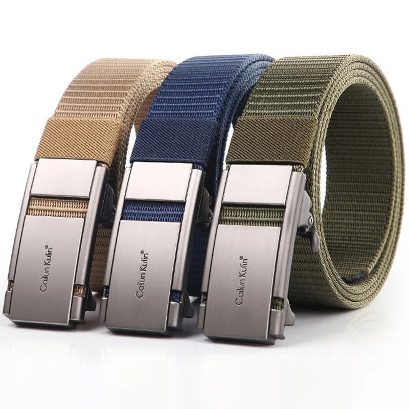 Automatic Buckle Belt Korean Version Of High-Quality Toothless Luxury Nylon Design Work Pants Belt For Business Men And Women
