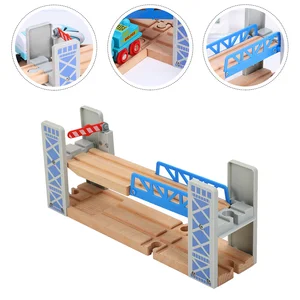 1 Set Wooden Toys Tracks Railway Toys Double Deck Bridge Overpass Model Toys