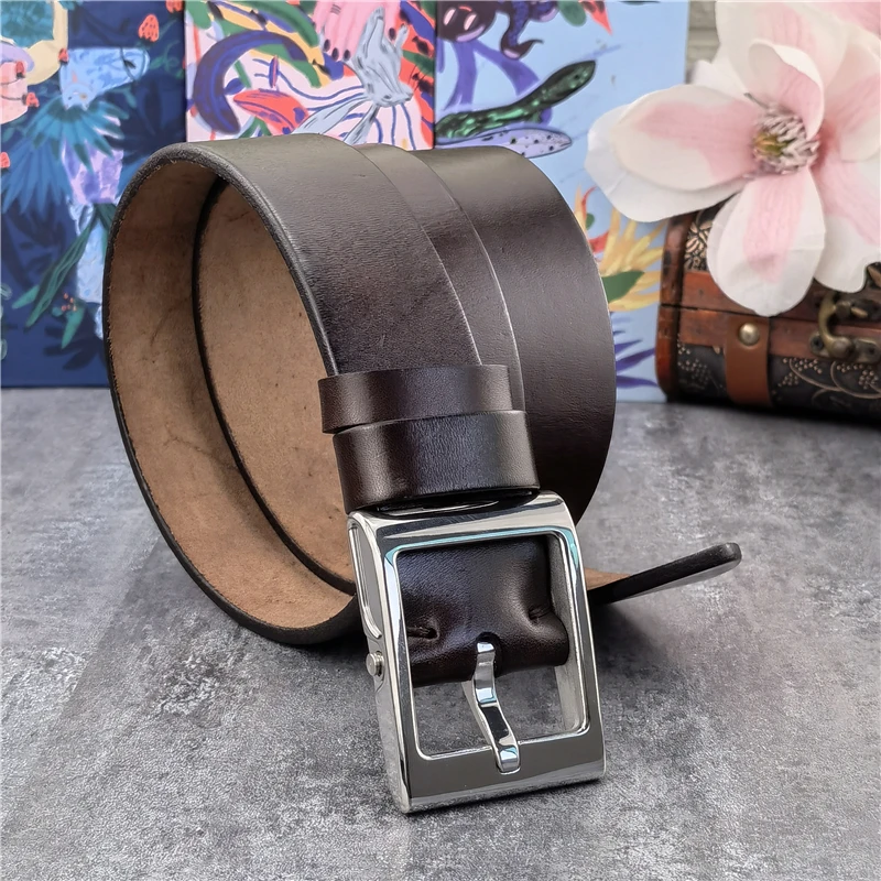 Luxus Solide Edelstahl Gürtel Schnalle Echtes Leder Gürtel Männer Ceinture Männer Taille Gürtel Dicken Leder Gürtel Für Mann SBT0023 – Detail 15