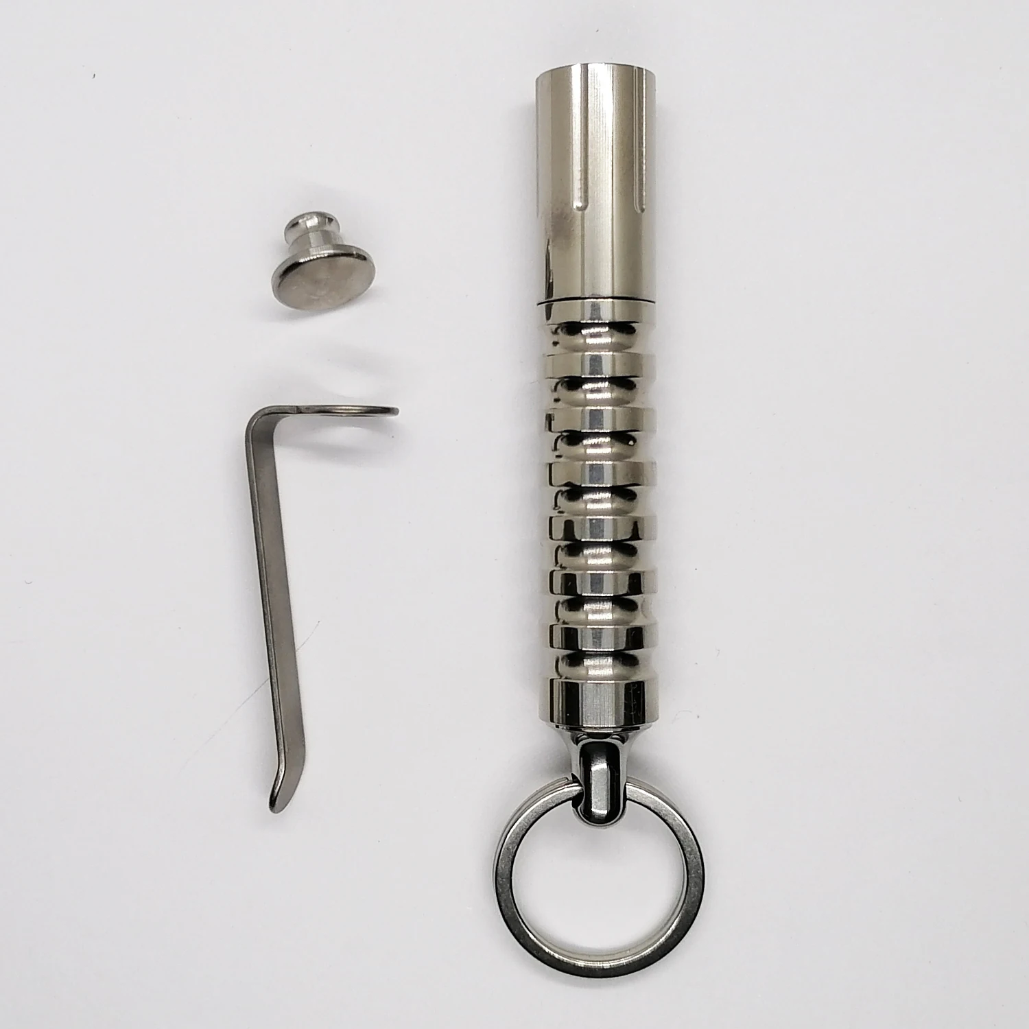 

Titanium Alloy Portable Quick Release Keychain Pocket Clip LED Flashlight Mini EDC Key Chain Flashlight