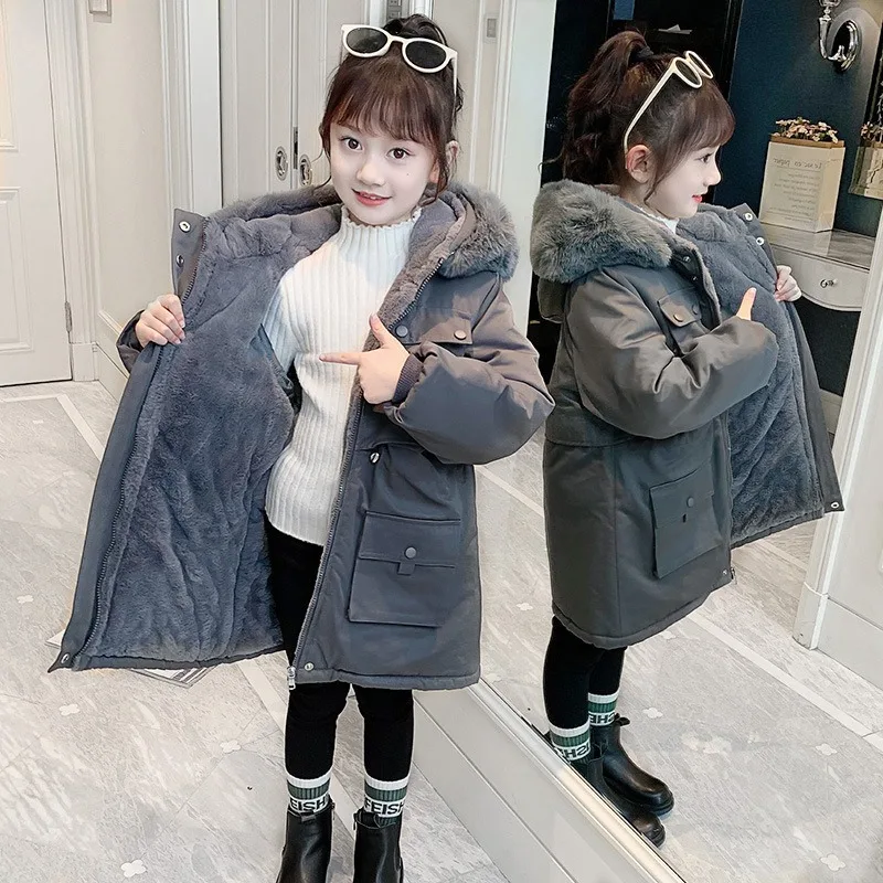 

Plus Velvet Childhood Coat Fall Winter Girls' Padded Thicken Girls' Winter Clothes Cuhk Children's Kids Outerwear Parkas Jackets