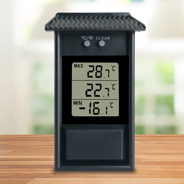 Kültéri Hőmérő Multifunkcionális Hőmérsékletmérő Nagy Lcd Kijelző Horoglyukkal Az Ablak Hűtőszekrényének Üvegházához - Image 2