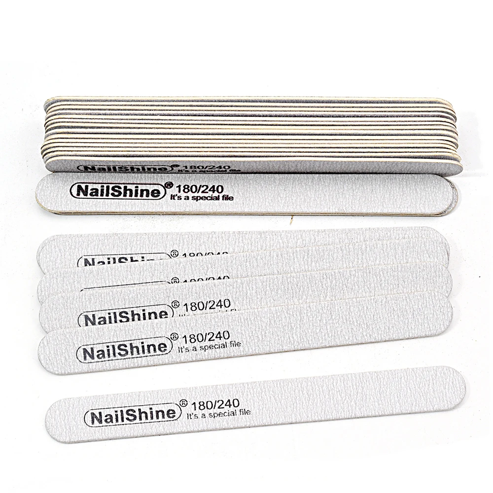 50Pcs/Lot Grey Sandpaper Nails File Buffer 180/240 Grit Thick Washable Double-sided Round Nail Buffer Block Manicure Accessories