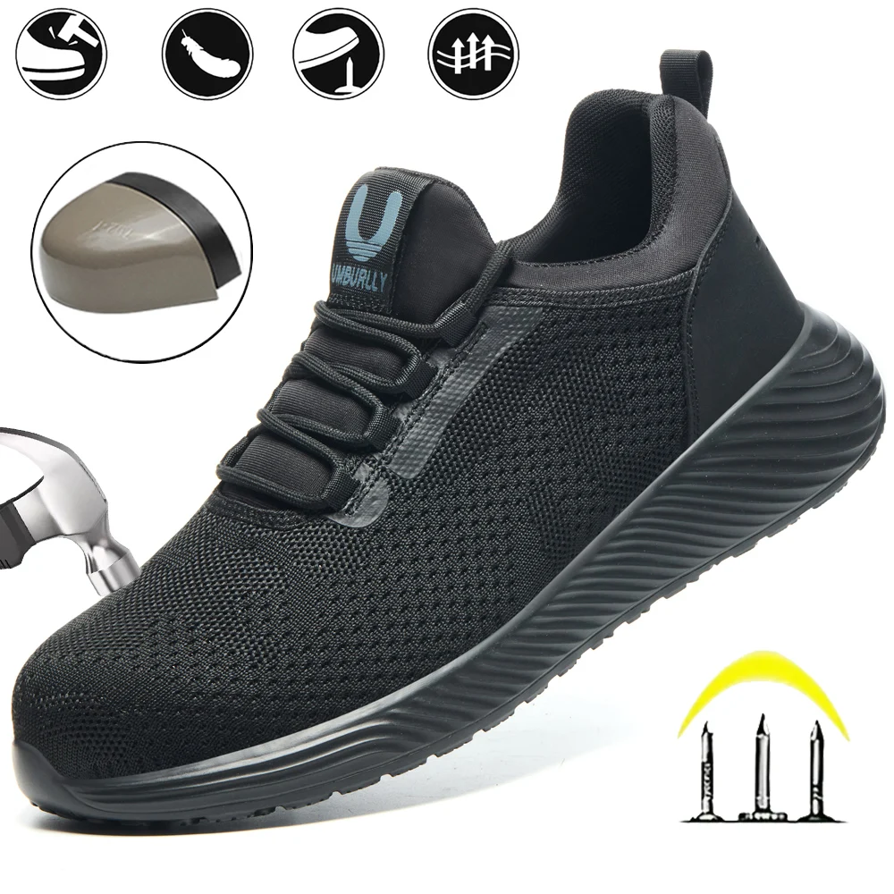 Men's Steel Toe Cap Safety Shoes - Lightweight, Puncture-Proof, Indestructible Work Sneakers