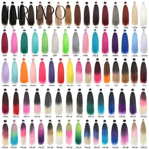 26Inch Easy Braids Hair Synthetic Colourful Pre Stretched Braiding Hair Extensions Jumbo Braids Ombre Yaki Long Straight Hair - Image 3