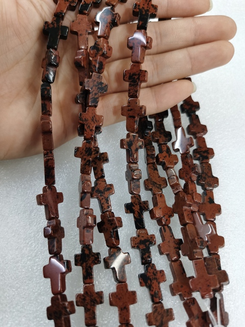 Natural Stone Crystal Tiger Eye Cross Loose Spacer Beads Charm for Women Jewelry Making DIY Necklace Bracelet Part 10pcs