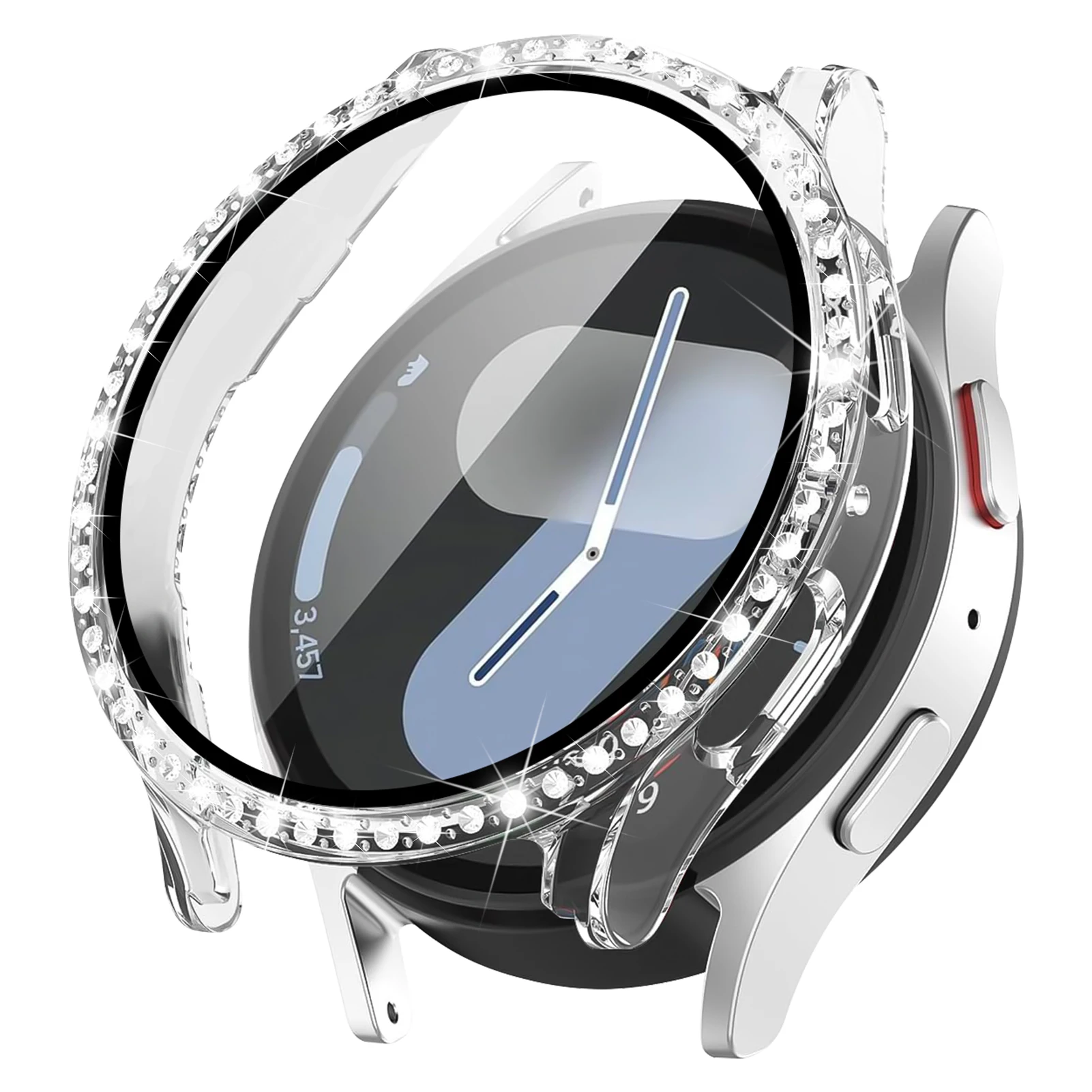 Bling Diamond Screen Protector with Tempered Glass Bumper for Smartwatch - 44mm/40mm Case Cover Accessories