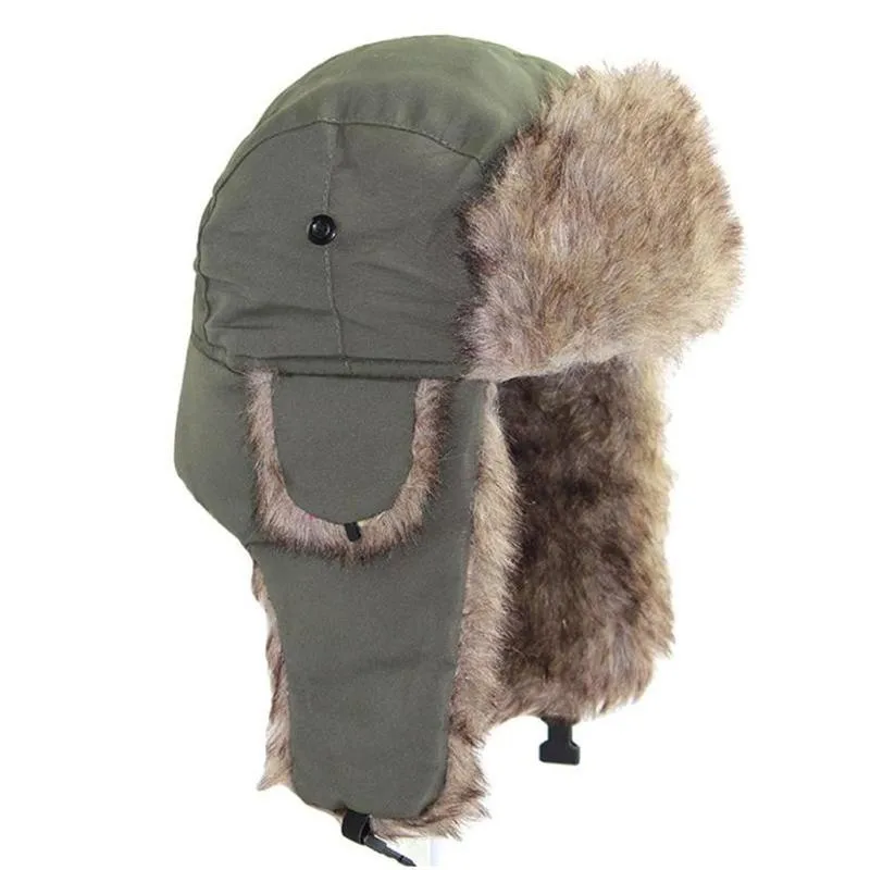 Mens Women Unisex Warm Trapper Aviator Trooper Earflap Winter Flaps Ski Hat Hats New Unisex Trapper Bomber winter hat