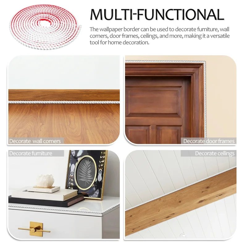 Description Picture 4 of item5M Self Adhesive Wallpaper Border Sticker Corner Trim Flexible Moulding Trim For Cabinet Mirror Home Decorations