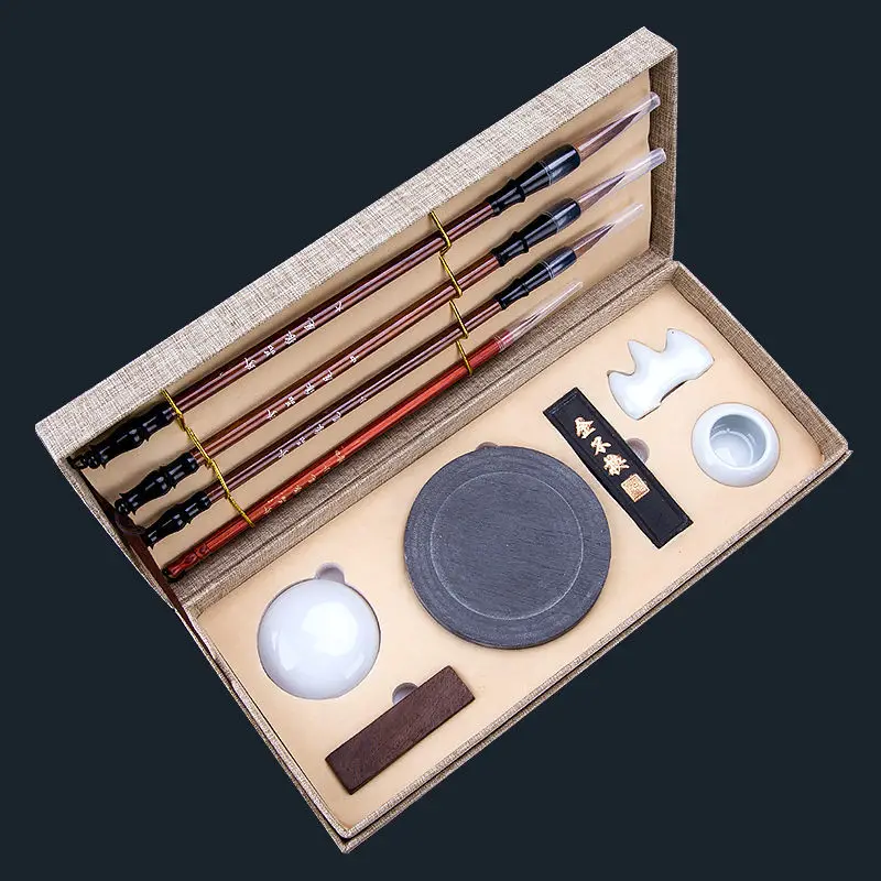 calligraphy set beginner children study four treasures pen ink paper inkstone chinese calligraphy brush craft supplies pen rest