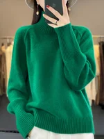 Women Turtleneck Sweater Autumn Winter Basic Pullover 100% Merino Wool Long Sleeves Cashmere Knitted Jumper Female Clothing Tops 1