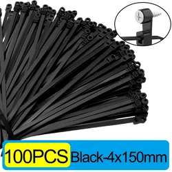 Enhanced Nylon Cable Ties - Multipurpose Heavy Duty Adjustable Self - Locking Straps (100PCS - Black)