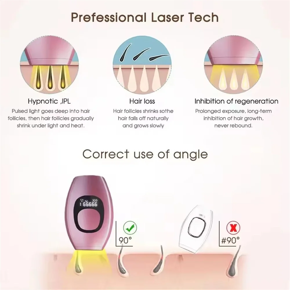 Laser Hair Removal Handheld Laser Hair Removal 999999 Flashes Painless High-frequency Female Permanent Epilator Electric Depilador Laser