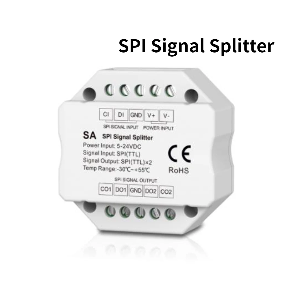 

Skydance SA DC5-24V SPI Signal Splitter Dual Way LED Amplifier 2 Group SPI (TTL) Signals Output Used For RGB or RGBW LED Strips