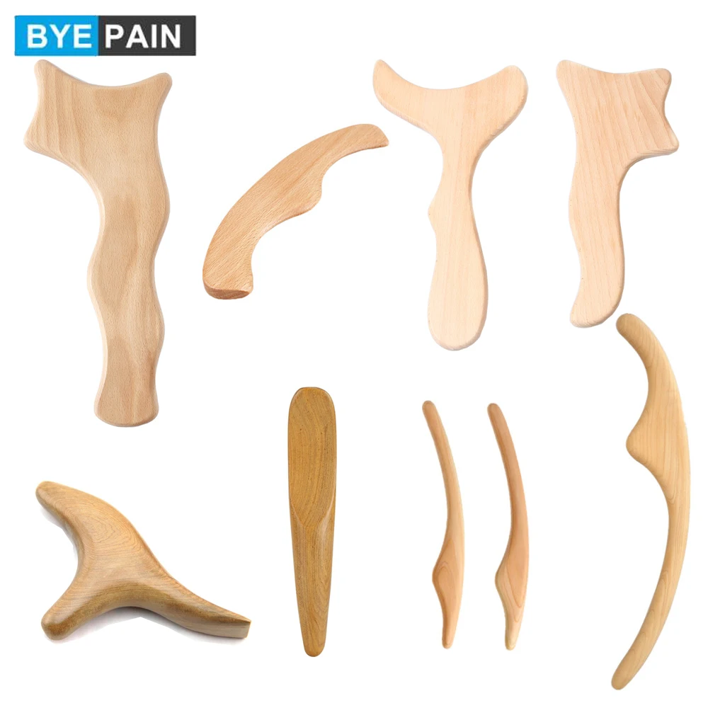 

BYEPAIN Wooden Lymphatic Drainage Tool Gua Sha Scraping Therapy Massager Body Sculpting Tools for Anti-Cellulite& Muscle Release