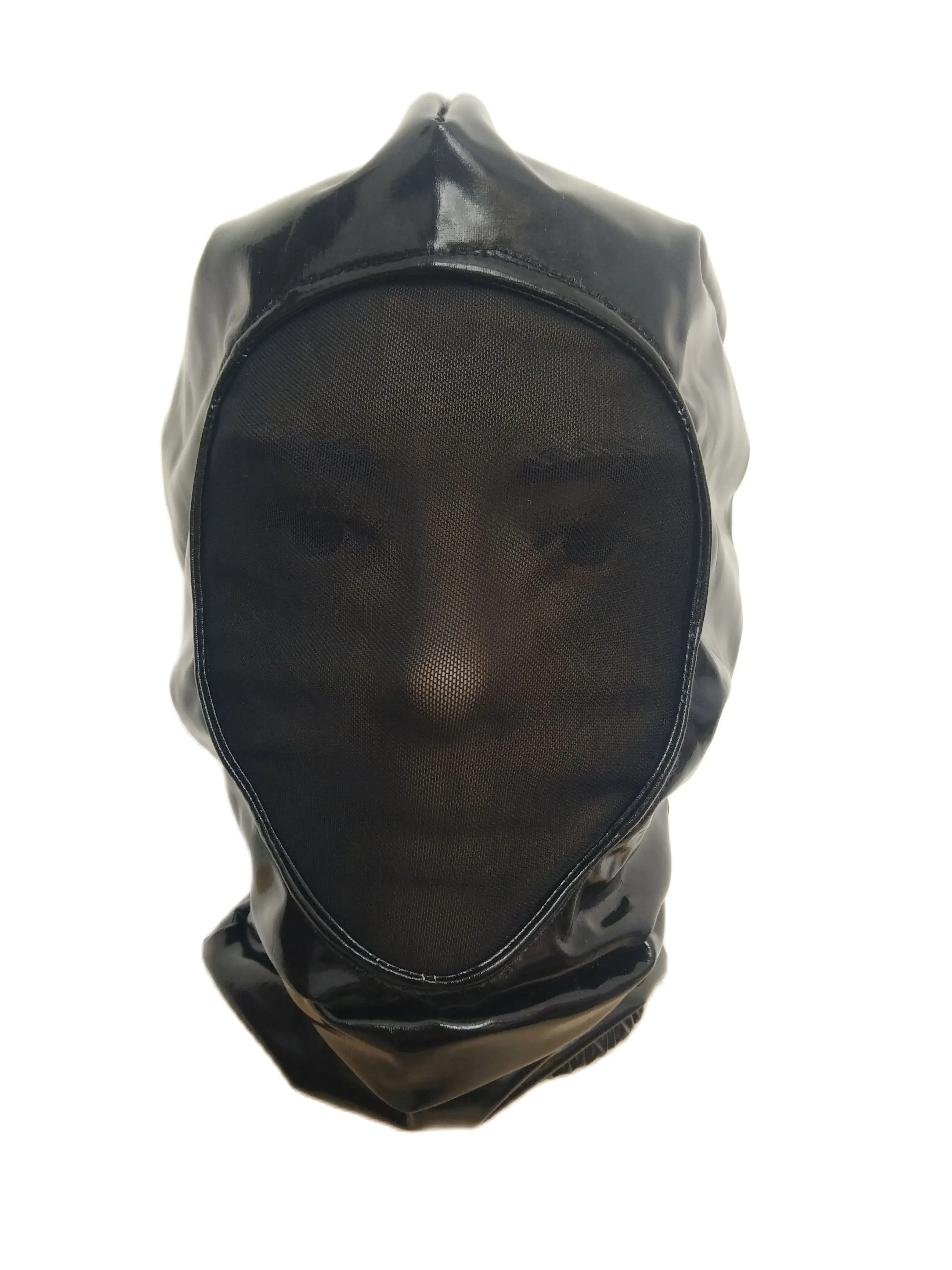 

Adult unisex Zentai Costumes Party Accessories Halloween Masks Cosplay shiny metallic hood open face add mesh