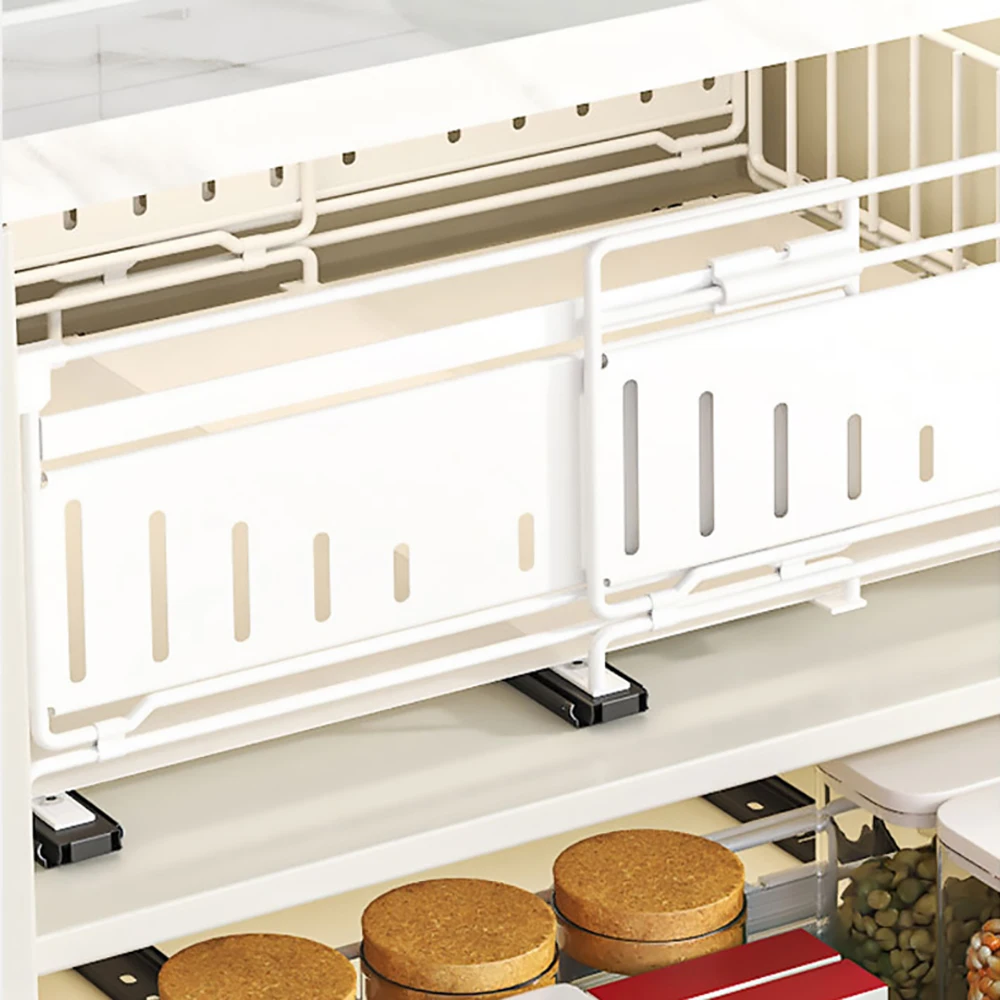 Ausziehbarer Schrankorganizer für die Küche, Geräuschlose Schiebeaufbewahrungsschublade mit Verstellbaren Regalen für Vorratskammer und Unterschrank 32-50cm – Detail 7
