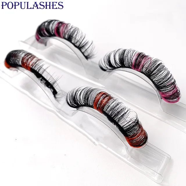 D Curl Color Lashes Large Curve Volume Curly Russian Eyelash Wholesale Soft Handmade Fake Lashes Beauty Makeup Tool