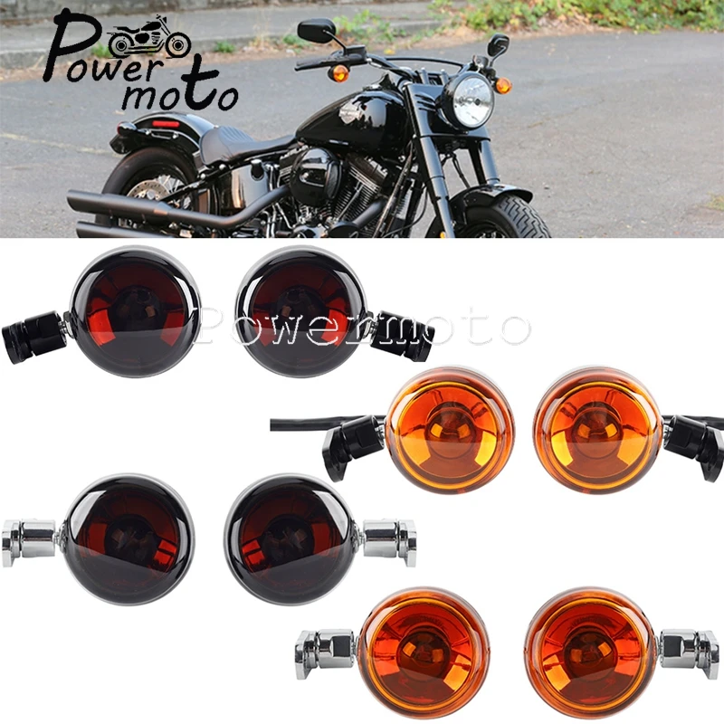 Motorcycle Front Swivel Bracket Mount Turn Signal Lights Bullet Smoke