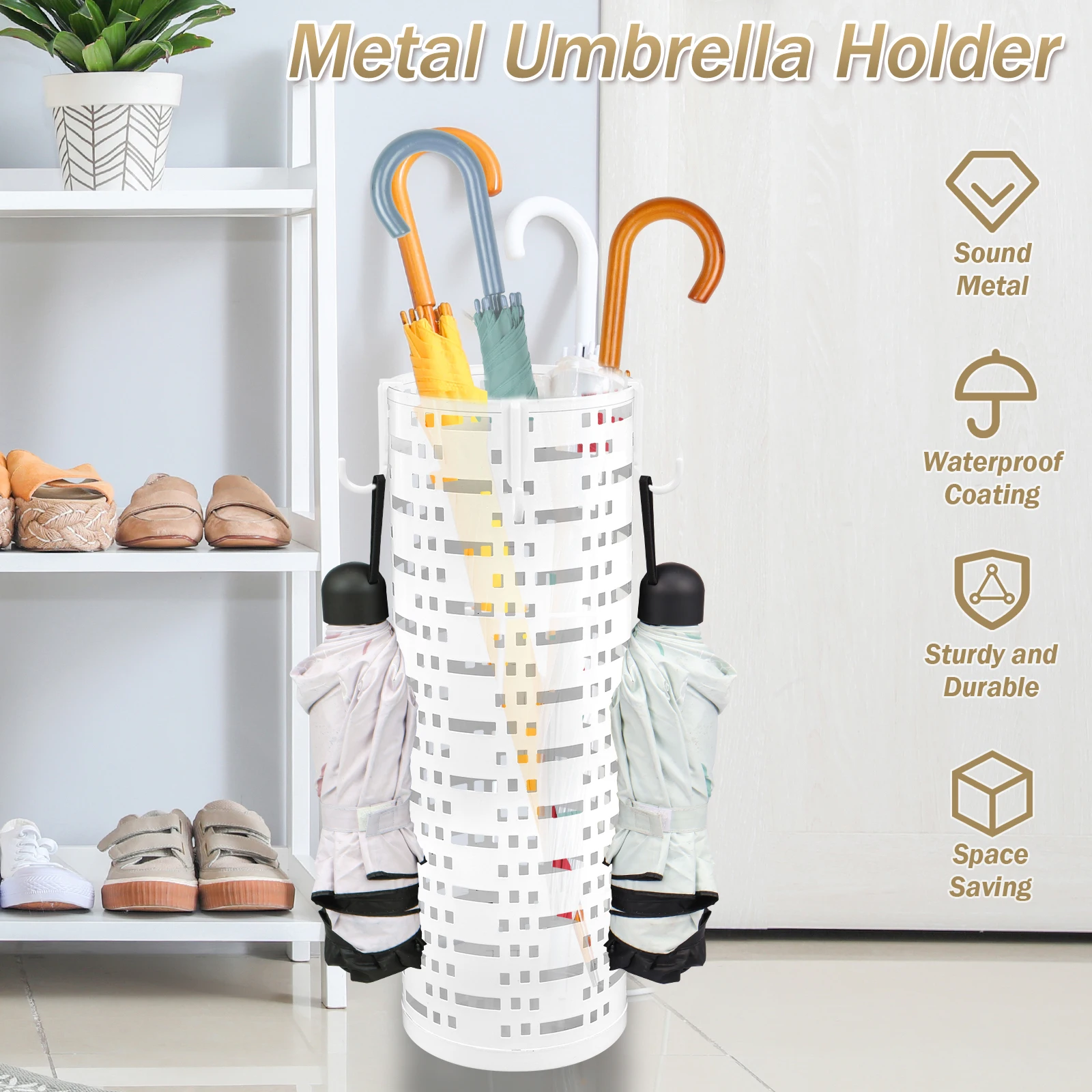 Metalen Parapluhouder - Ronde Paraplubak Met Decoratief Open Design Voor Entree