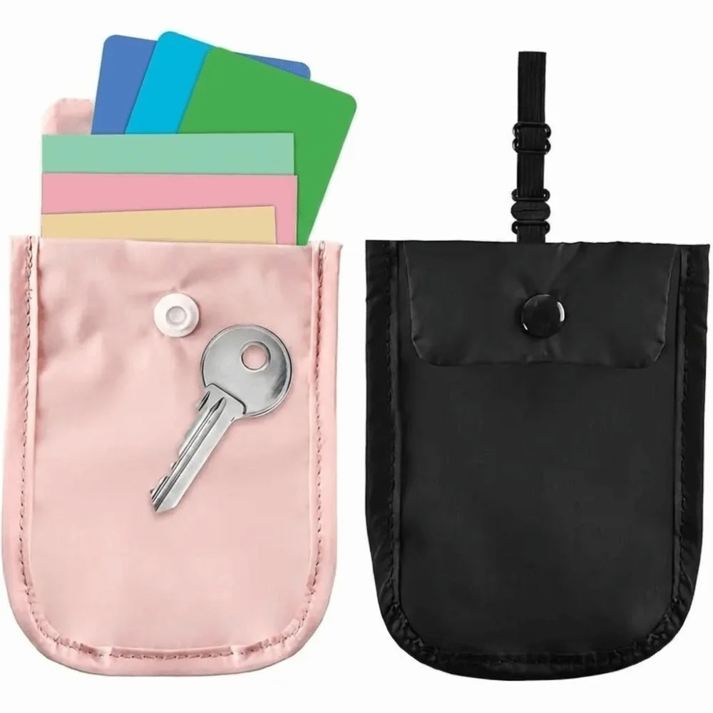 Solid Color Anti-Theft RFID-Blocking Bra Wallet with Adjustable Strap