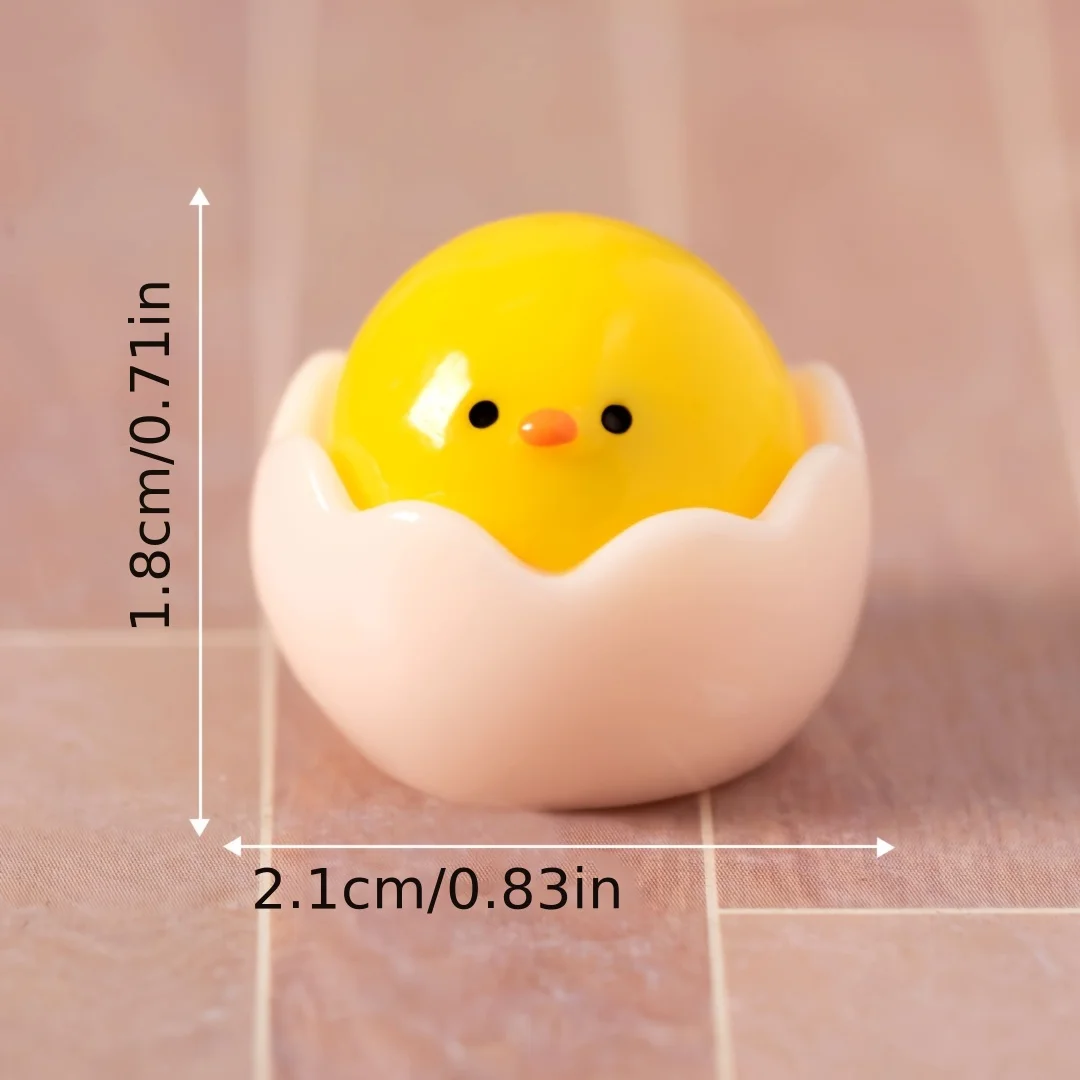 6 Stück Miniatur-Harzfiguren – zeitgenössische Cartoon-Küken, Eierschalen-Hühnerstatuen für DIY-Dekoration, Tischplatte – Detail 10