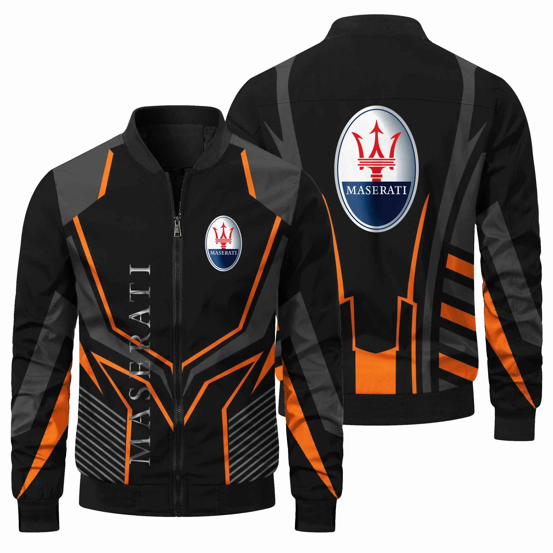 thumbnail image 5 of Chaqueta de abrigo con estampado clásico de carreras en 3D para hombre, ropa de exterior para viajes al aire libre, ciclismo, carreras, chaqueta de vuelo con cuello redondo y cremallera de moda, 5 of 5