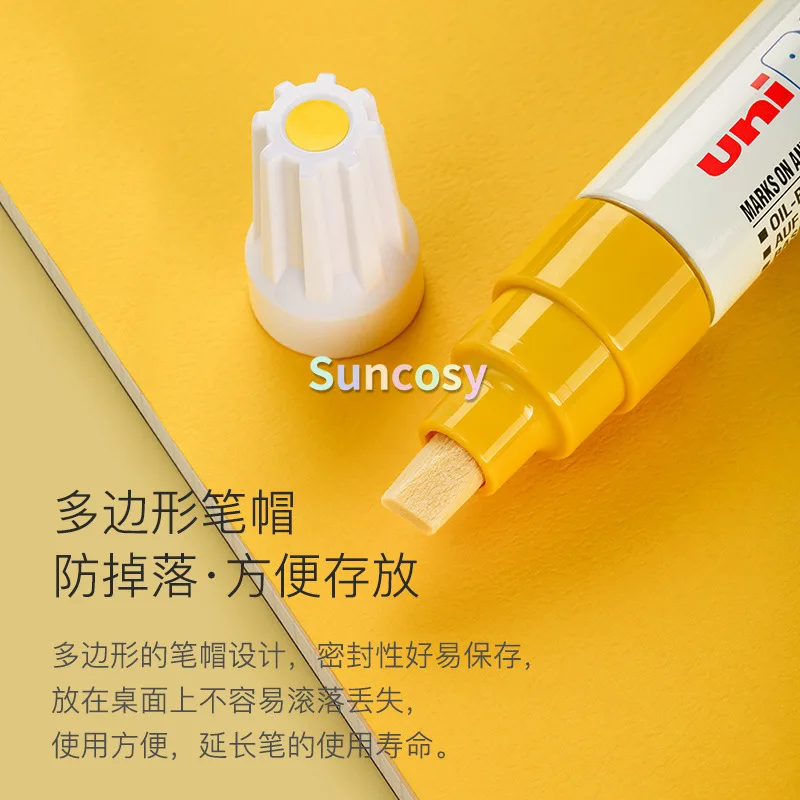 12개 유니 PX-30 페인트 마커 - 타이어용 굵은 끌형 팁 터치업 펜, 방수 및 색바램 방지, 4.0-8.5mm 밝은 색상 표시 펜