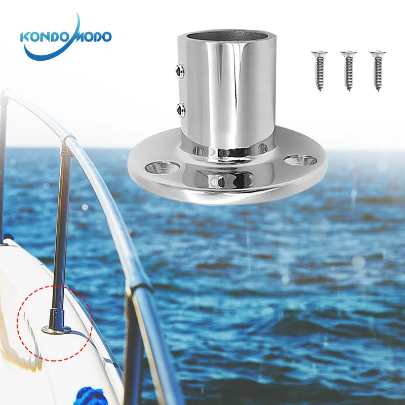 Marine 90 Degree Round Stanchion Base 316 Stainless Steel Boat Hand