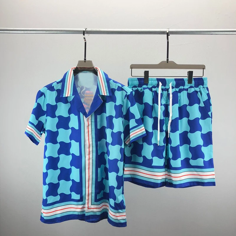 

Holiday Tops Tracksuit Summer Harajuku Outfits Set Floral Print Beach Shorts Short Sleeve Shirts For Men Hawaiian ropa camisas