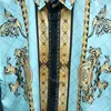 2023 Baroque Print Color Contrast Short-sleeved T-shirt 2-piece Suit Men's Suit Sportswear Tops And Shorts Tracksuit Men Set 3