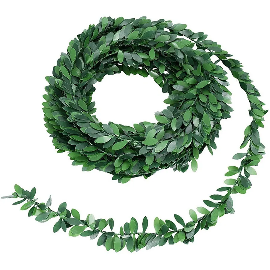 Künstlicher Efeublatt-Kranz, 7,5 Meter, Pflanzenranken, gefälschtes Blatt, Heimdekoration, Hochzeit, Weihnachten, drinnen und draußen, Garten, Festival-Dekoration