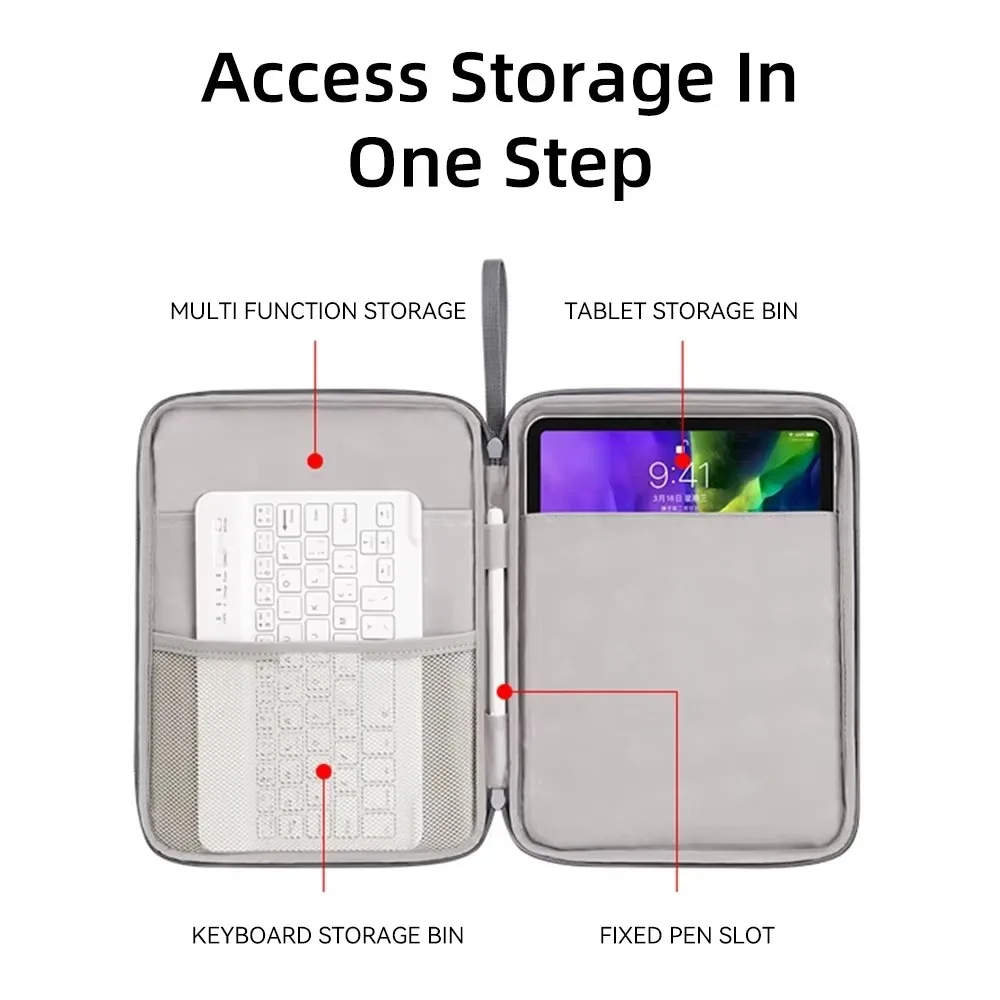 Versatile Protective Tablet Handbag Case, 9-13 Inch