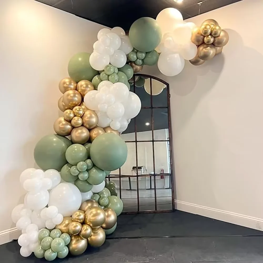 Grüner Ballonbogen Salbeigrün Weiß Sand Gold Konfetti Latex-Ballongirlande Geburtstagsfeier Hochzeit Abschlussfeier Dekoration Globos – Detail 19